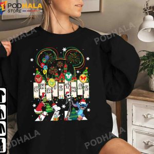 Grinch Snoopy Jack Skellington Stitch Abbey Road, Funny Christmas T-Shirt
