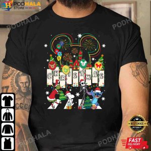 Grinch Snoopy Jack Skellington Stitch Abbey Road Funny Christmas TShirt