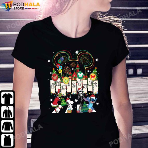 Grinch Snoopy Jack Skellington Stitch Abbey Road, Funny Christmas T-Shirt
