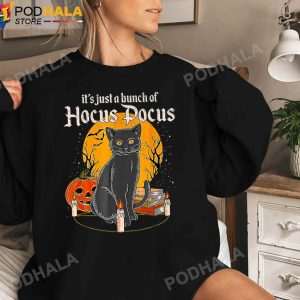 Its Just A Bunch Of Hocus Pocus T Shirt Black Cat Halloween Pumpkin Halloween Gifts 2
