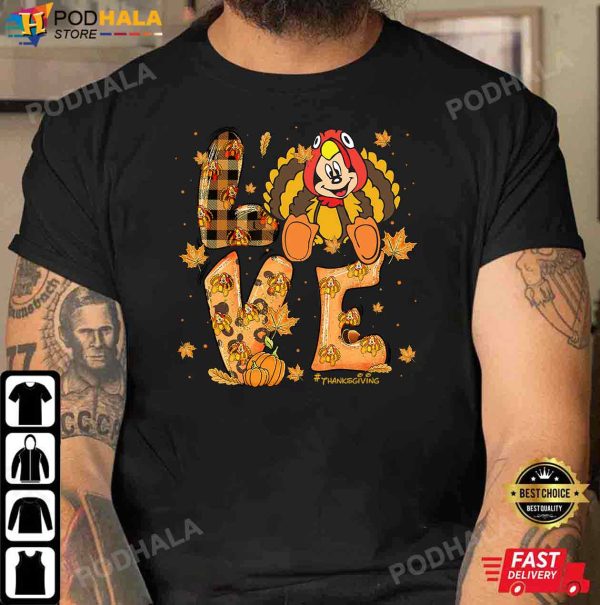 Love Thanksgiving T-Shirt Mickey Mouse Disney, Thanskgiving Gifts