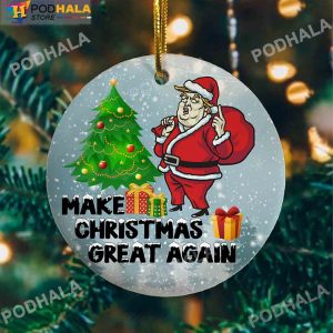 Make Christmas Great Again Funny Santa Trump Claus Christmas Ornament