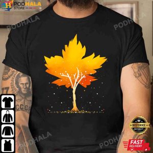 Maple Leaf Autumn Tree Orange Fall Leaves Thanksgiving Tee