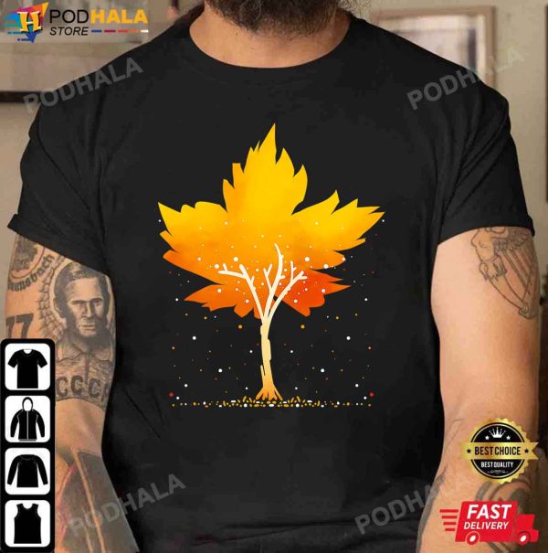 Maple Leaf Autumn Tree Orange Fall Leaves Thanksgiving T-Shirt