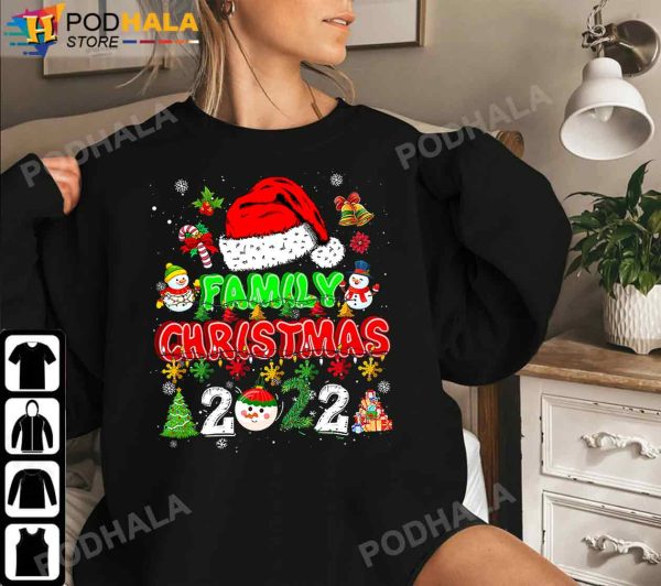 Matching Family Christmas 2022 Costume Funny Xmas Santa Hat T-Shirt