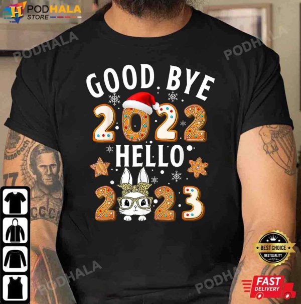Merry Christmas And Happy New Year Good Bye 2022 Hello 2023 T-Shirt