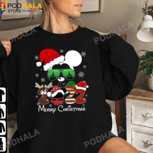 Mickey Christmas T Shirt Santa Mickey with Sunglasses Merry Christmas