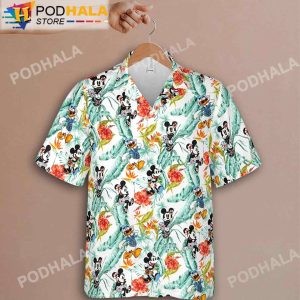 Mickey Minnie Donald Duck Floral Mickey Mouse Hawaiian Shirt