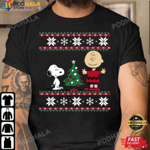 Peanuts Christmas Snoopy and Charlie Brown Christmas Tree T Shirt Xmas Gifts