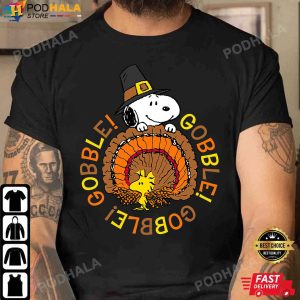 Peanuts Thanksgiving Gifts Snoopy and Woodstock Gobble T Shirt