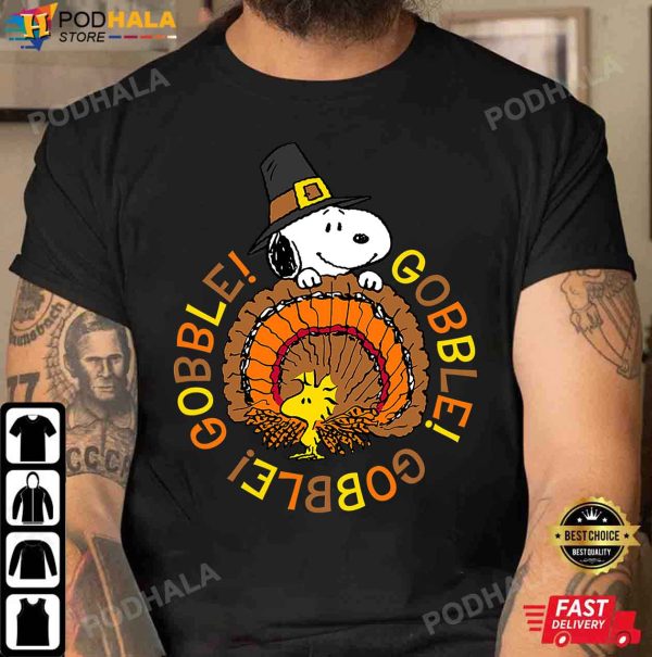 Peanuts Thanksgiving Gifts Snoopy and Woodstock Gobble T-Shirt