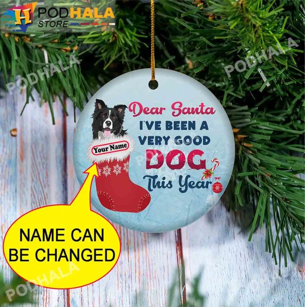 Personalized Dog Ornaments, Custom Border Collie Ornaments