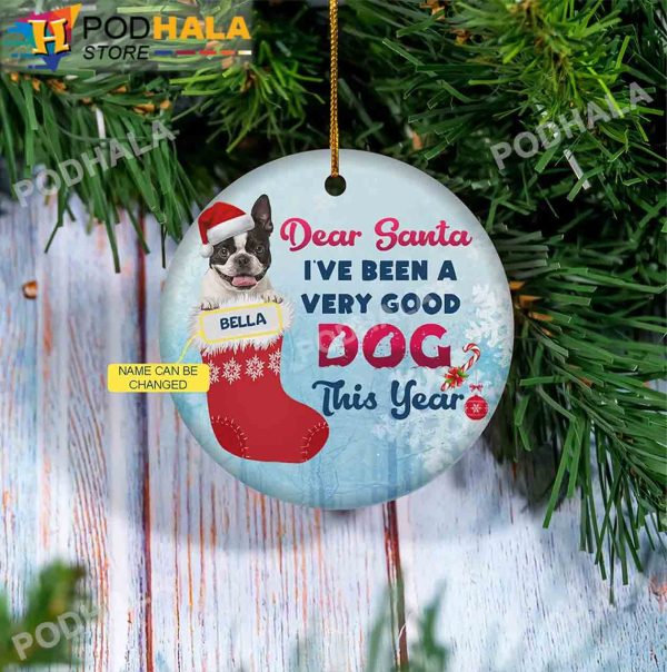 Personalized Dog Ornaments, Custom Boston Terrier Ornaments