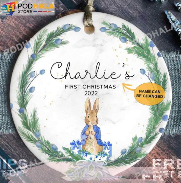 Personalized Family Ornaments, Baby’s First Christmas Ornaments Rabbit Gifts
