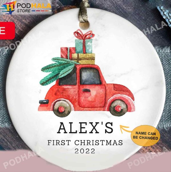 Personalized Family Ornaments, Baby’s First Christmas Ornaments Red Truck