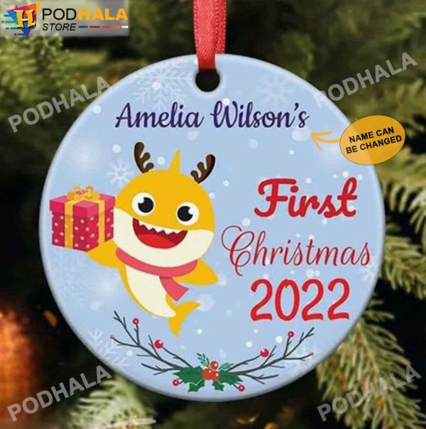 Personalized Family Ornaments, Baby Shark Baby’s First Christmas Ornament