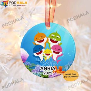 Personalized Family Ornaments, Baby Shark Custom Name Funny Christmas Gifts