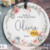 Personalized Family Ornaments, Flower Baby’s First Christmas Ornaments