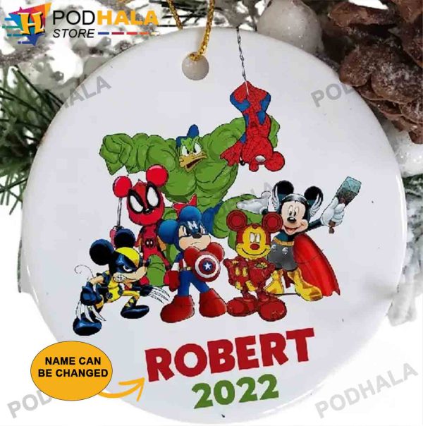 Personalized Mickey Mouse And SuperHero Custom Christmas Ornaments