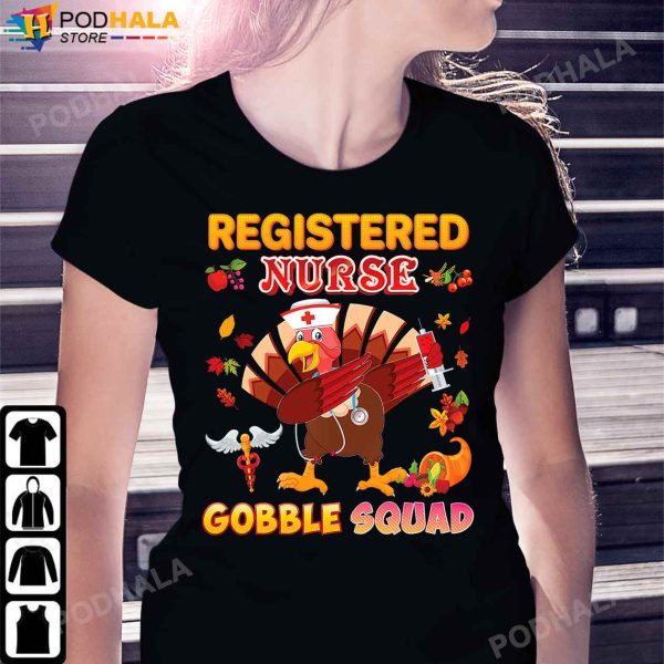 Registered Nurse Gobble Squad Dabbing Turkey Thanksgiving Gifts T-Shirt