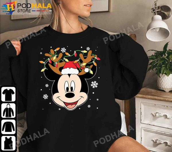 Reindeer Mickey Mouse Christmas Light, Mickey Christmas Shirt