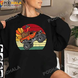 Retro Sunset Monster Truck Turkey Thanksgiving Gifts