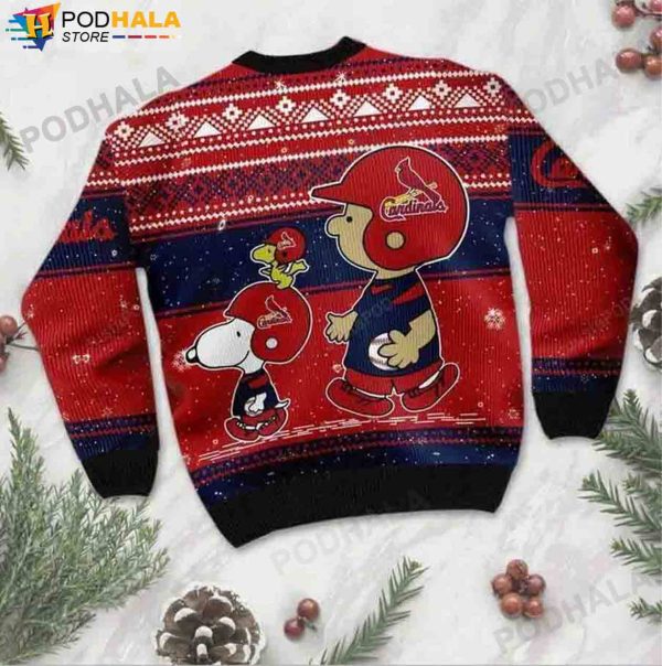 Snoopy And Charlie Brown St Louis Cardinals Fan Ugly Christmas Sweater