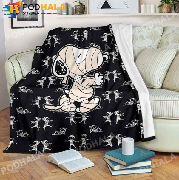 Snoopy Christmas Blanket, Funny Snoopy Mummy Fleece Blanket