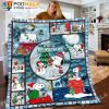 Snoopy Christmas Blanket, Merry Christmas Snoopy And Snowman Blanket