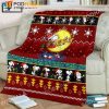 Snoopy Christmas Blanket, Snoopy and Woodstock Xmas Snowflake And Moon Red Blanket