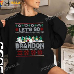 Snoopy Christmas Sweatshirt Let's Go Brandon Snoopy Ugly Christmas