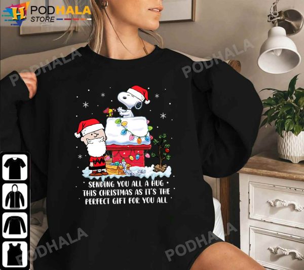 Snoopy Christmas Shirt, Sending You All A Hug Charlie Brown T-shirt