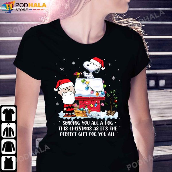 Snoopy Christmas Shirt, Sending You All A Hug Charlie Brown T-shirt
