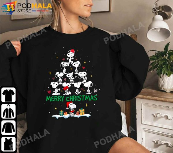 Snoopy Christmas Tree Ornaments Funny Christmas T-shirt