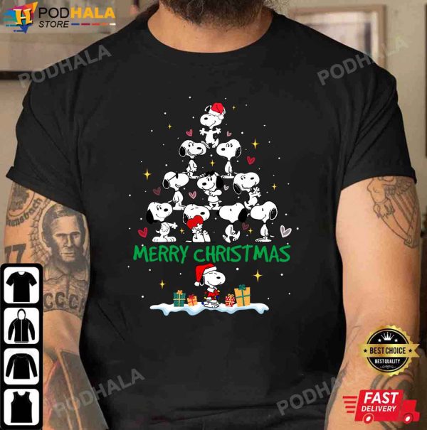 Snoopy Christmas Tree Ornaments Funny Christmas T-shirt