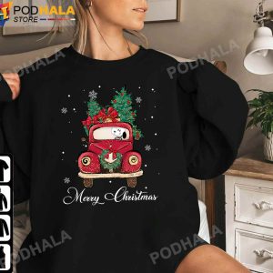 Snoopy Riding Red Truck Christmas Tree Xmas Gift Funny Christmas
