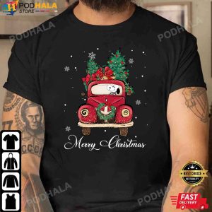 Snoopy Riding Red Truck Christmas Tree Xmas Gift Funny Christmas Tshirt
