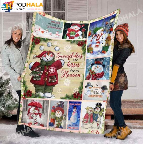 Snowman Christmas Snowflake Christmas Blanket For Bed Couch Sofa