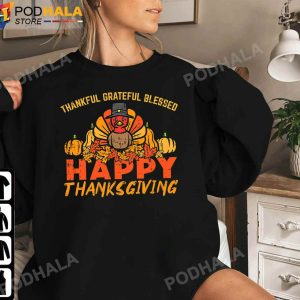 Thankful Grateful Blessed Happy Thanksgiving Funny Turkey
