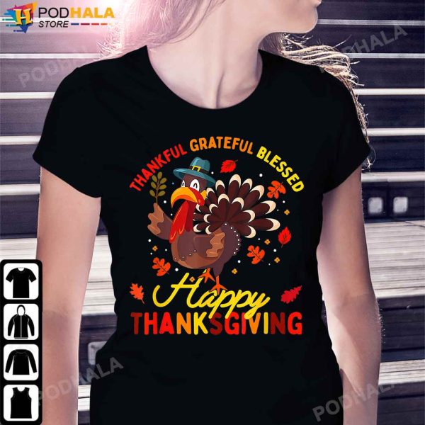 Thankful Grateful Blessed Turkey Thanksgiving Gifts T-Shirt