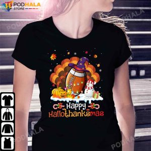 Thanksgiving Gifts Hallothanksmas Football Thanksgiving T Shirt