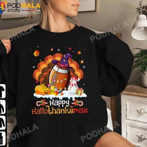 Thanksgiving Gifts Hallothanksmas Football Thanksgiving TShirt