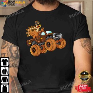 Thanksgiving Turkey Riding Monster Truck Thanksgiving Gifts T-Shirt