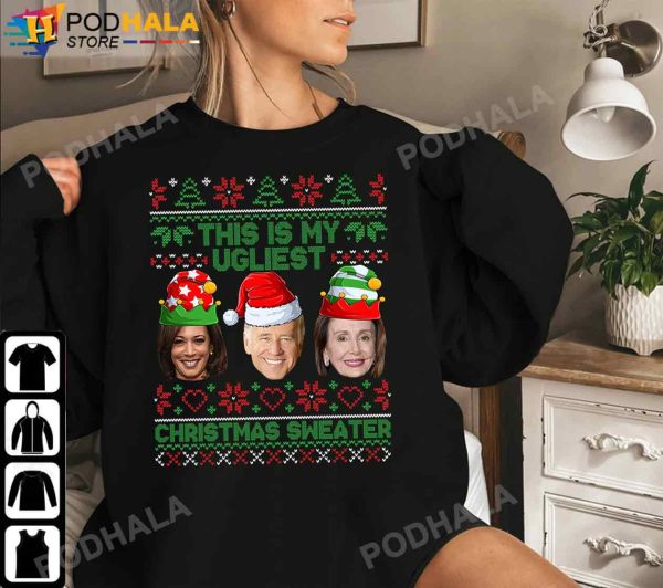 This Is My Ugliest Christmas Sweater Joe Biden Kamala, Funny Christmas T-Shirt