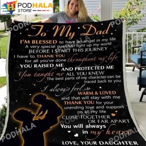 To My Dad You Will Always In My Heart Giving Dad Christmas Blanket