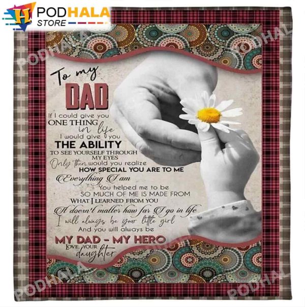To My Dad You Will Always My Hero Gift For Dad Fleece Christmas Blanket