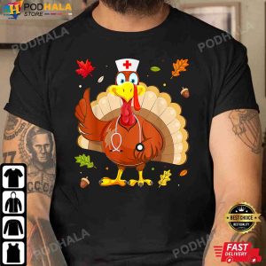 Turkey Thanksgiving Scrub Tops Cool Nurse Holiday Nursing T Shirt