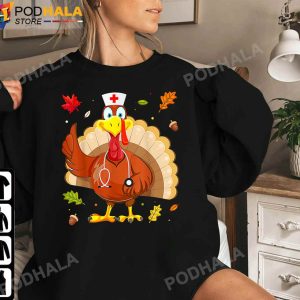 Turkey Thanksgiving Scrub Tops Cool Nurse Holiday Nursing T Shirt Sweatshirt