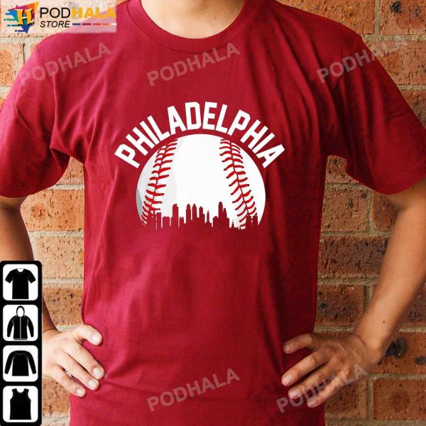 Vintage Philadelphia Baseball Skyline Retro Philly Cityscap T-Shirt