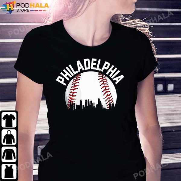 Vintage Philadelphia Baseball Skyline Retro Philly Cityscap T-Shirt